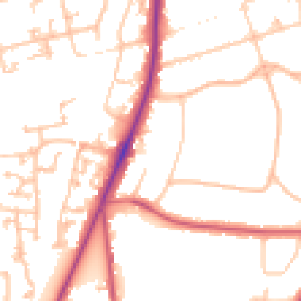 Daytime road noise heatmap for SM2 5QJ