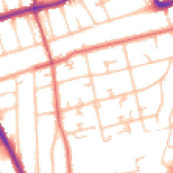 Daytime road noise heatmap for SM2 6NJ