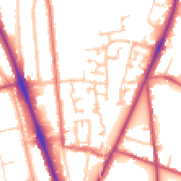 Daytime road noise heatmap for SM2 6NS