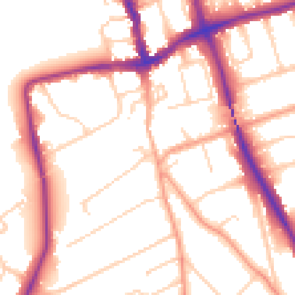 Daytime road noise heatmap for SM2 7BQ