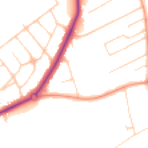 Daytime road noise heatmap for SM2 7NQ
