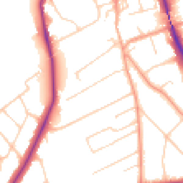 Daytime road noise heatmap for SM2 7NS