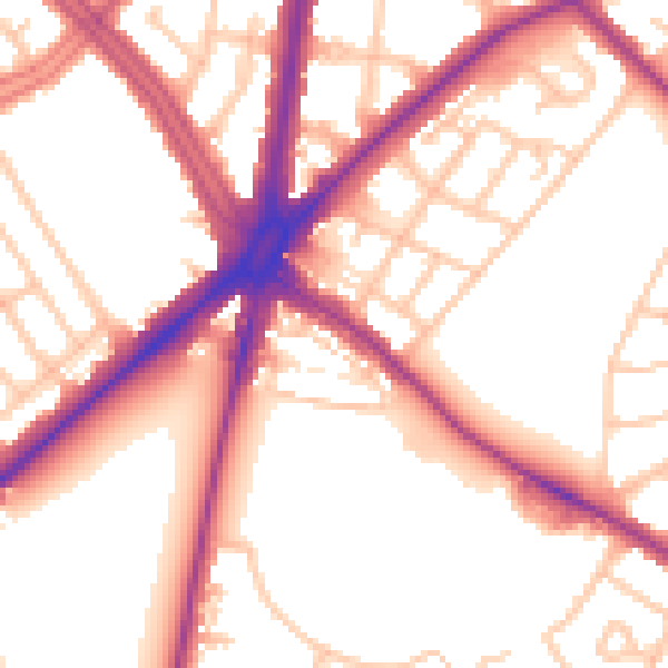 Daytime road noise heatmap for SM5 1AG