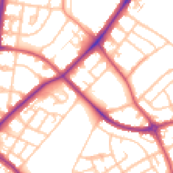 Daytime road noise heatmap for SM5 1BZ