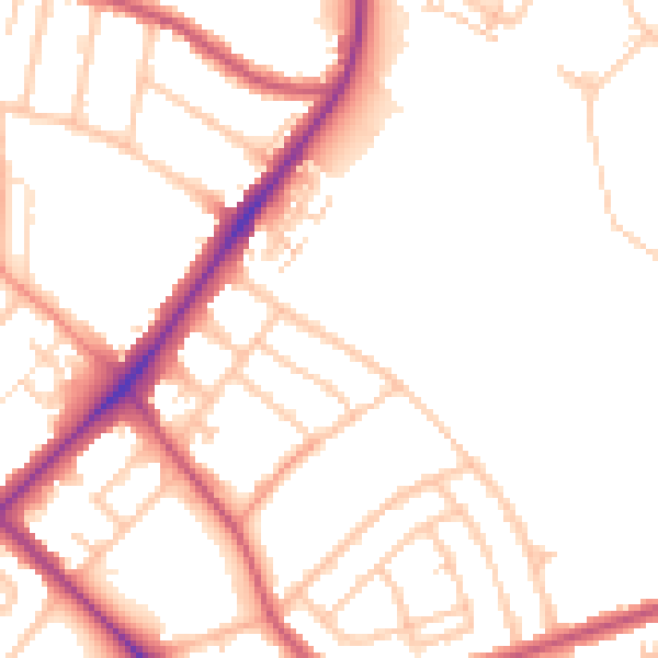 Daytime road noise heatmap for SM5 1EE