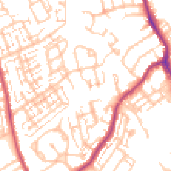 Daytime road noise heatmap for SM5 2BE