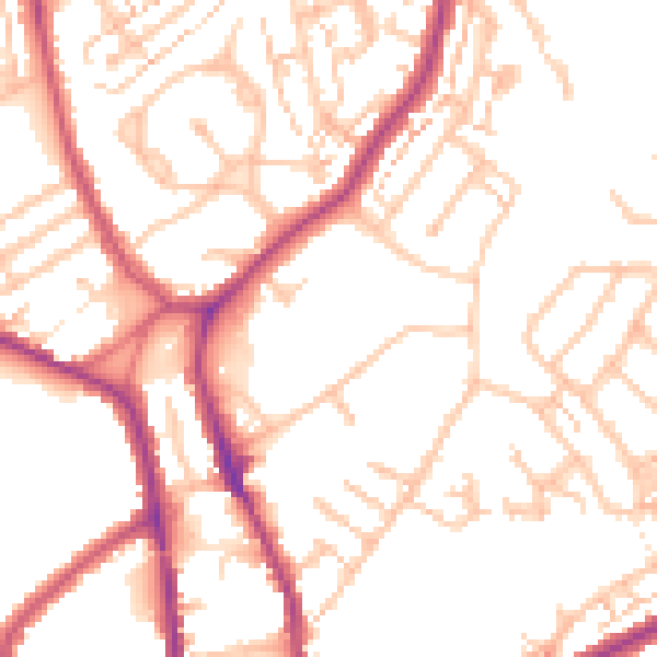 Daytime road noise heatmap for SM5 2JL