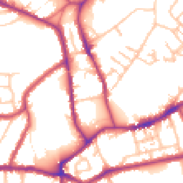 Daytime road noise heatmap for SM5 2PZ