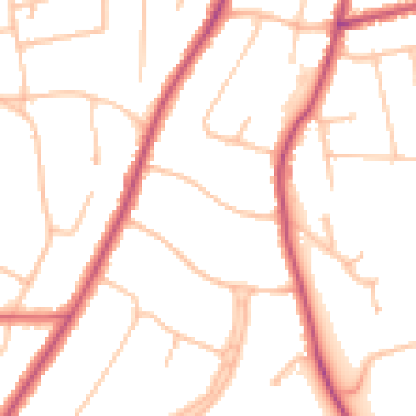 Daytime road noise heatmap for SM5 4JS