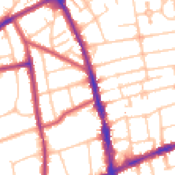 Daytime road noise heatmap for SM6 0BE