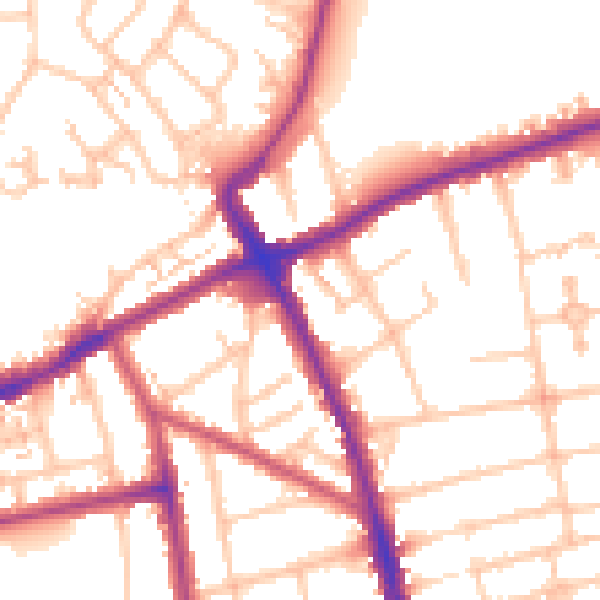 Daytime road noise heatmap for SM6 0BW