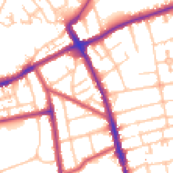 Daytime road noise heatmap for SM6 0TZ