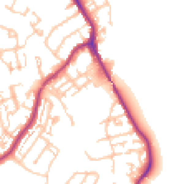Daytime road noise heatmap for SM6 7FZ