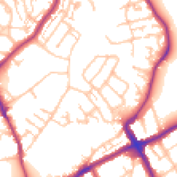 Daytime road noise heatmap for SM6 7JE