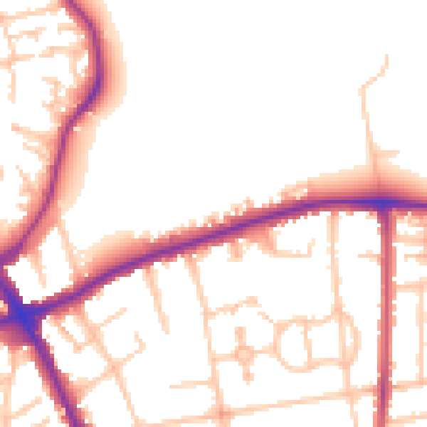 Daytime road noise heatmap for SM6 7LJ