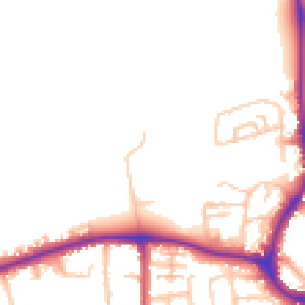 Daytime road noise heatmap for SM6 7NW