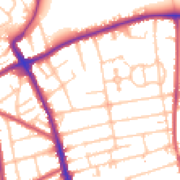 Daytime road noise heatmap for SM6 8BT
