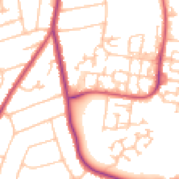 Daytime road noise heatmap for SM6 9EW