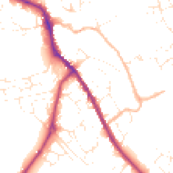 Daytime road noise heatmap for SN11 0AB
