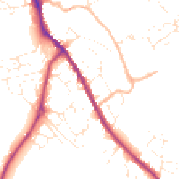 Daytime road noise heatmap for SN11 0AE