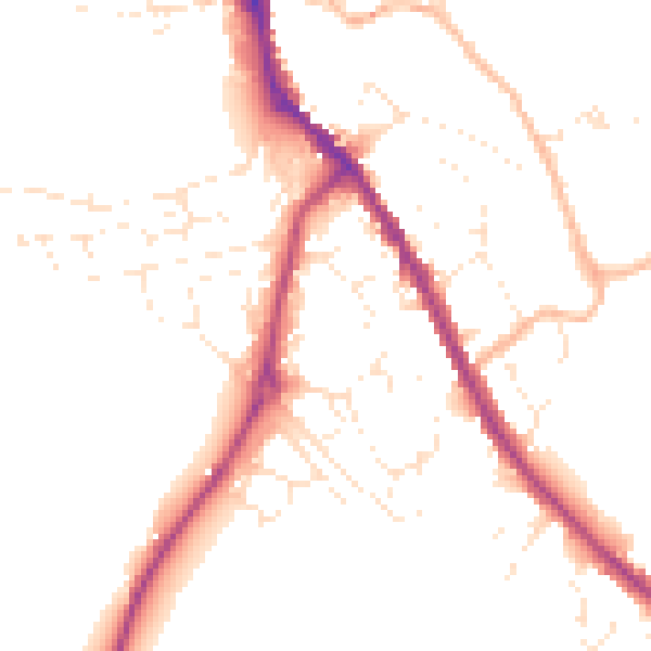 Daytime road noise heatmap for SN11 0AN