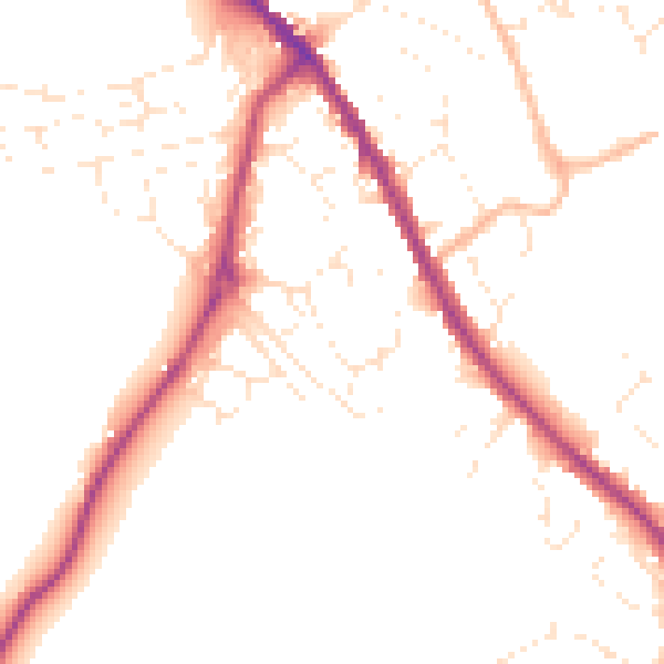Daytime road noise heatmap for SN11 0QJ