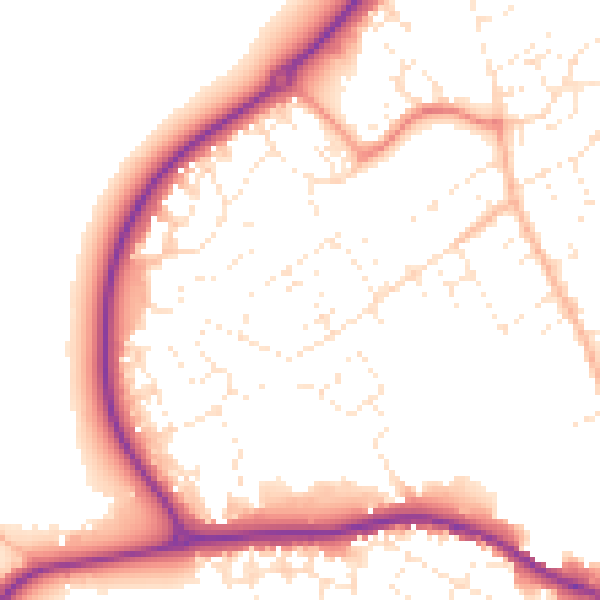Daytime road noise heatmap for SN11 9EB