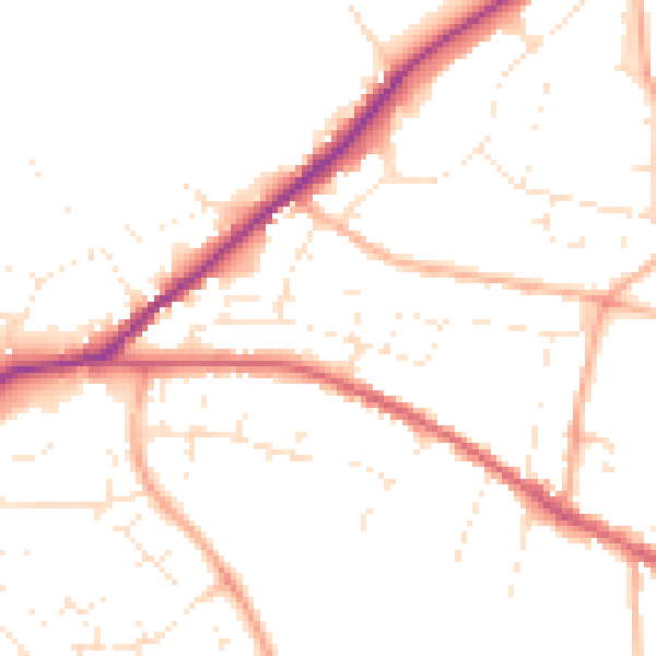 Daytime road noise heatmap for SN13 0AE