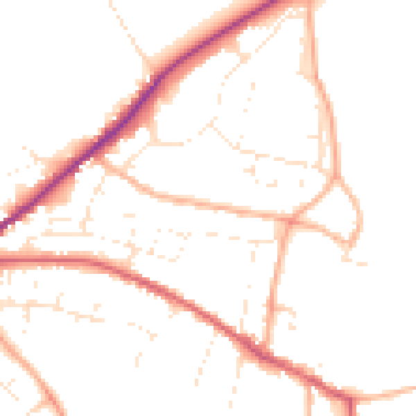 Daytime road noise heatmap for SN13 0AS