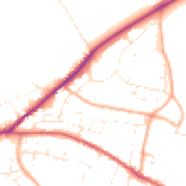 Daytime road noise heatmap for SN13 0AZ