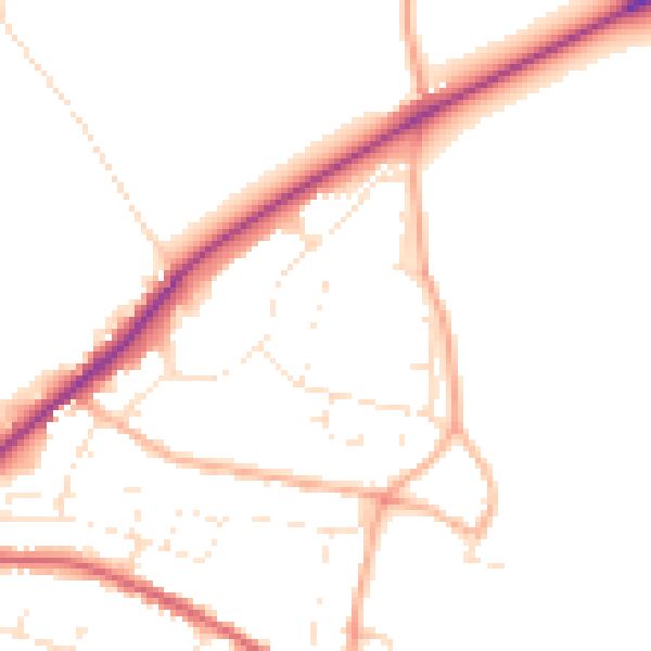 Daytime road noise heatmap for SN13 0DJ