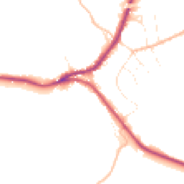 Daytime road noise heatmap for SN13 8ED