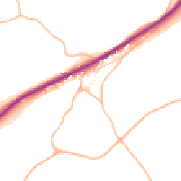 Daytime road noise heatmap for SN13 8HQ
