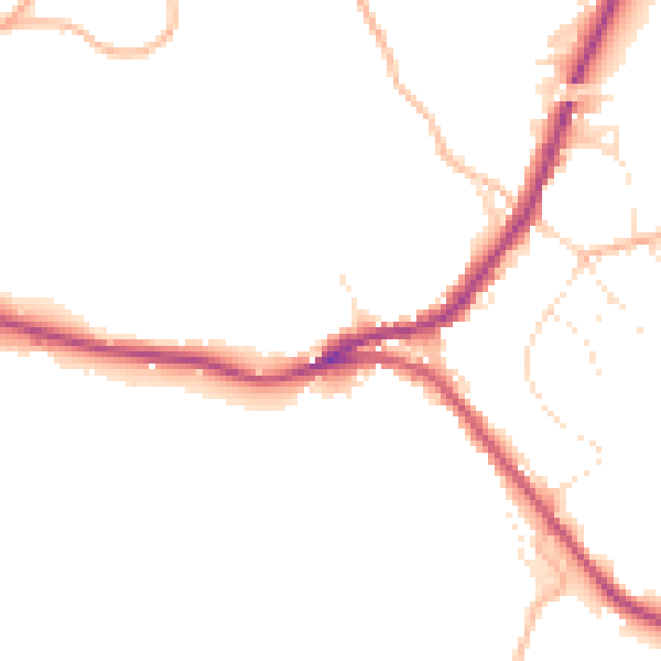 Daytime road noise heatmap for SN13 8NW