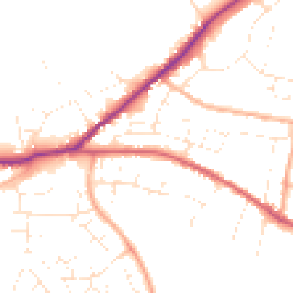 Daytime road noise heatmap for SN13 9BZ