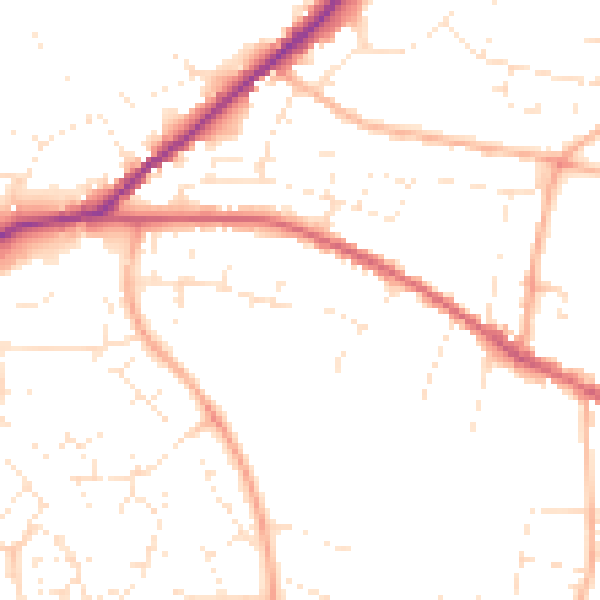 Daytime road noise heatmap for SN13 9DN