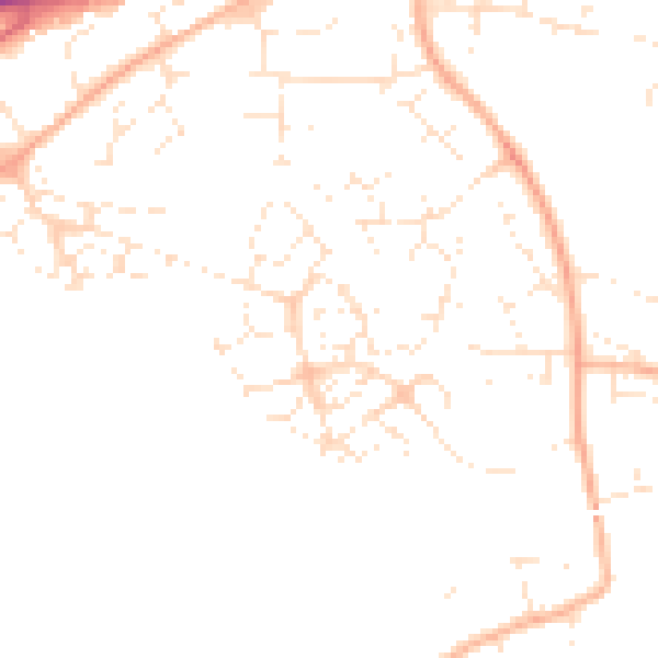 Daytime road noise heatmap for SN13 9EW