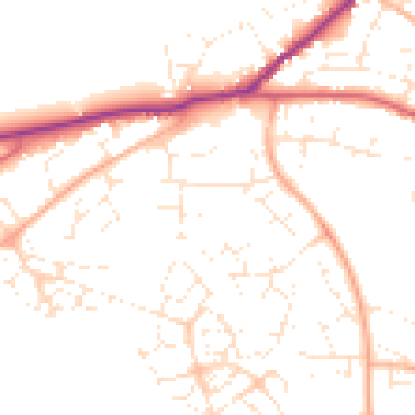 Daytime road noise heatmap for SN13 9LX