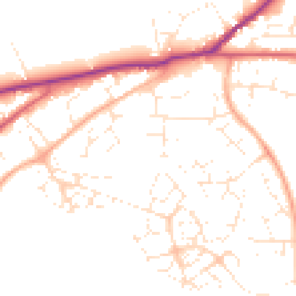 Daytime road noise heatmap for SN13 9LY