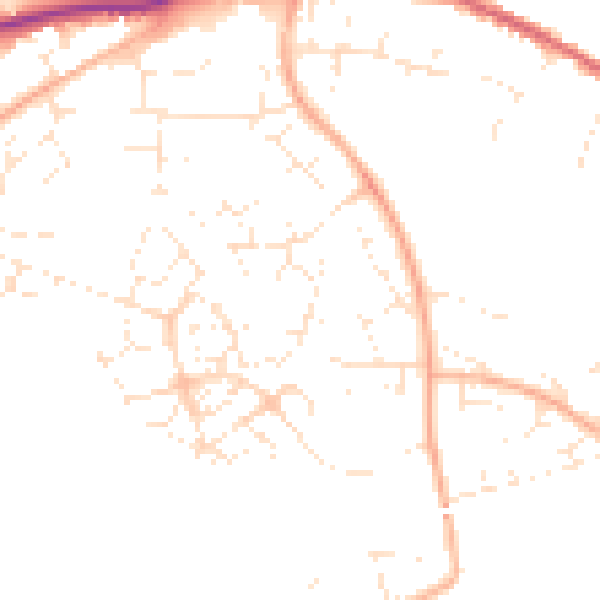 Daytime road noise heatmap for SN13 9UQ