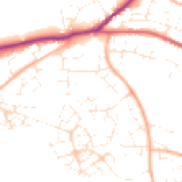 Daytime road noise heatmap for SN13 9XB