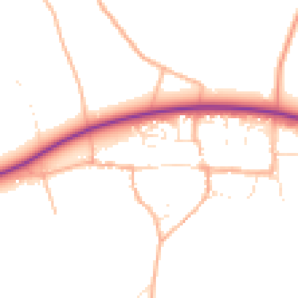 Daytime road noise heatmap for SN14 8TD