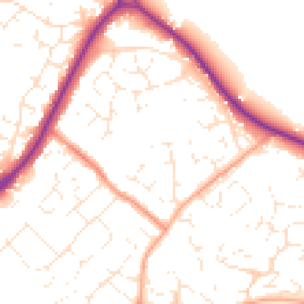 Daytime road noise heatmap for SN4 8HQ