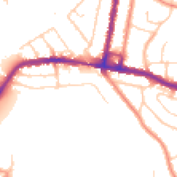 Daytime road noise heatmap for SO18 1AD