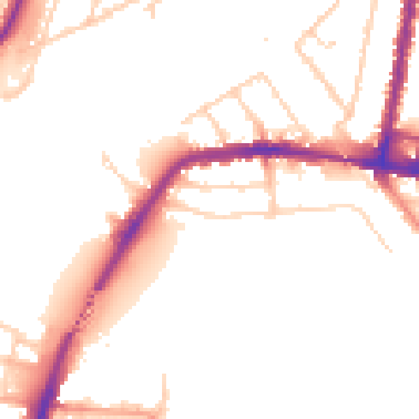 Daytime road noise heatmap for SO18 1AE