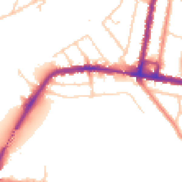 Daytime road noise heatmap for SO18 1AF