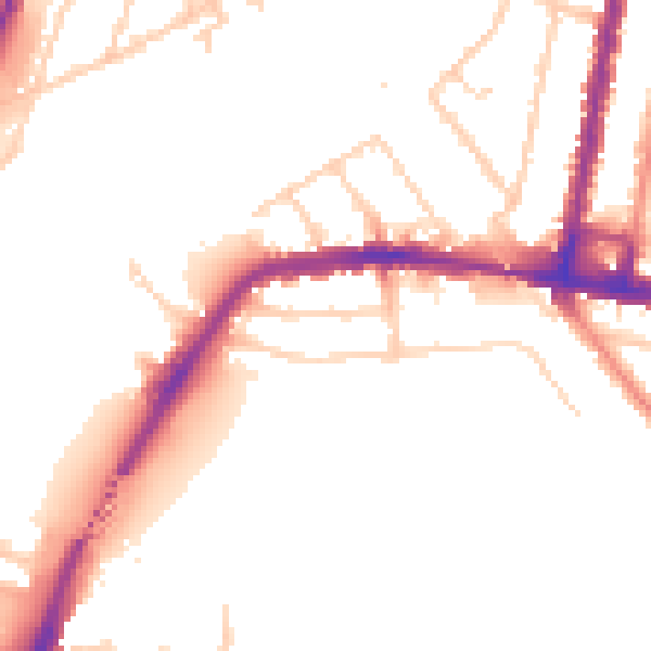 Daytime road noise heatmap for SO18 1AH