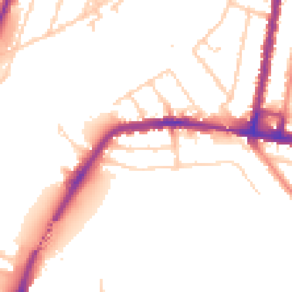 Daytime road noise heatmap for SO18 1AJ