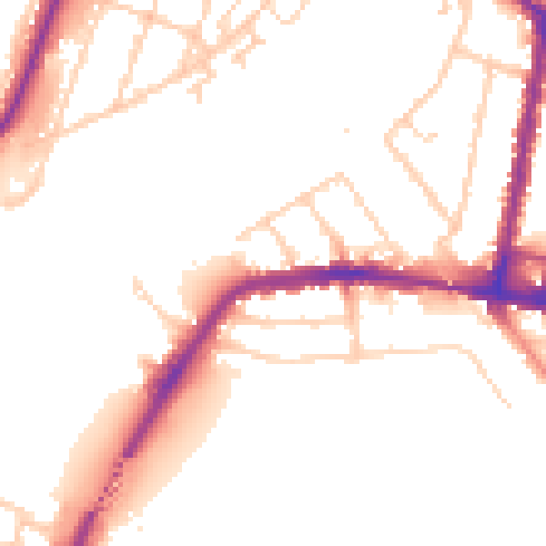 Daytime road noise heatmap for SO18 1AN