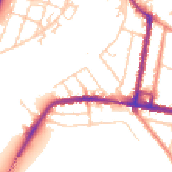 Daytime road noise heatmap for SO18 1AS